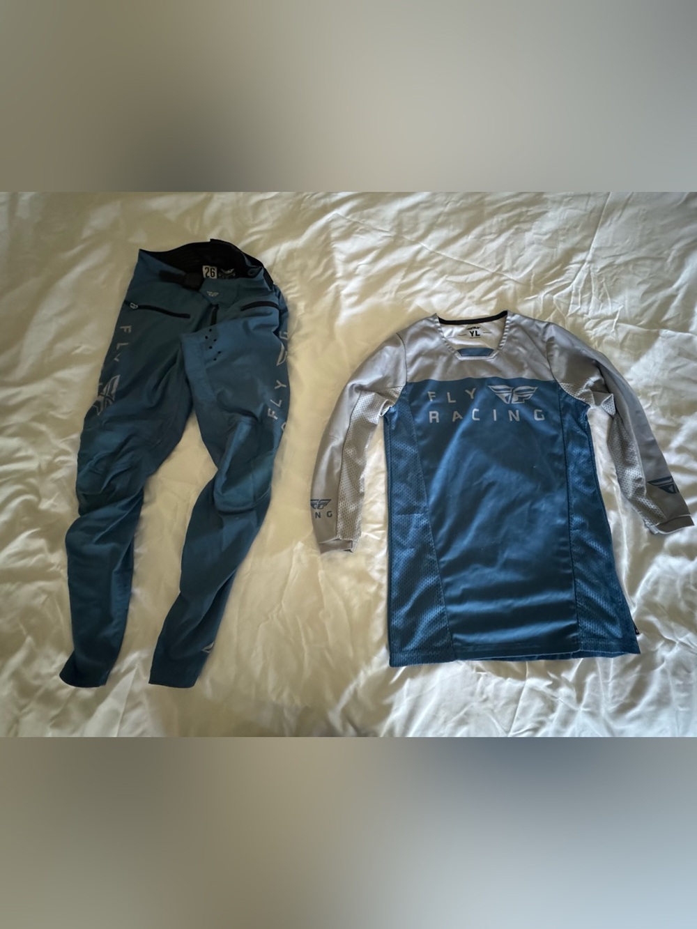 Fly Racing Teal and Gray Motocross Jersey & Pants Set